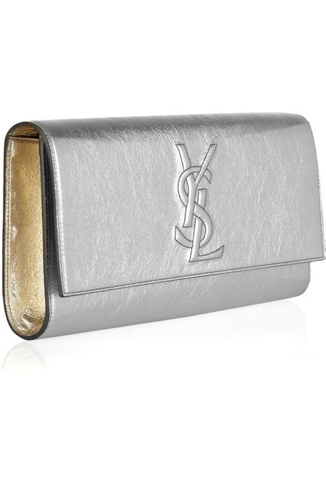 ysl silver clutch